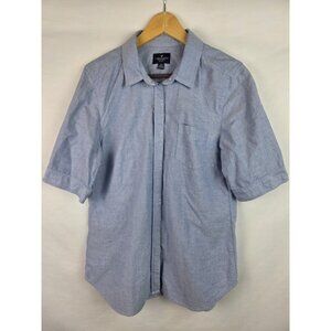 American Eagle Women's Shirt Size Large Blue Short Sleeve Button Down Top
